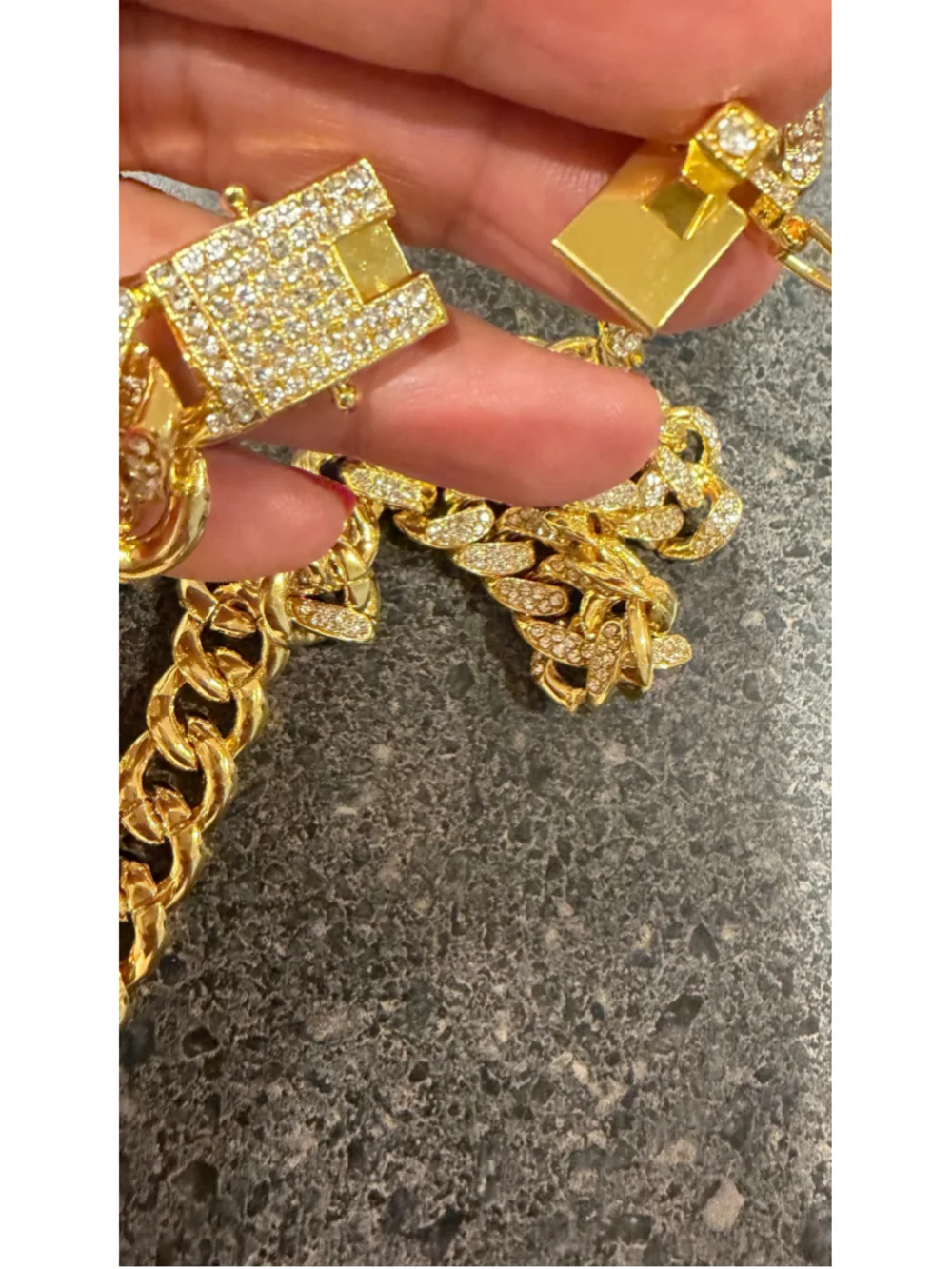 Mens Gold Miami Cuban Link Chain Iced Out zirconia Diamond Necklace